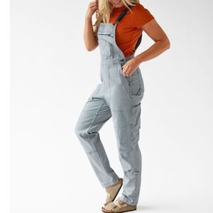 Duluth Rootstock Bib Overalls Stripe Blue White XSx33 Roll Ta